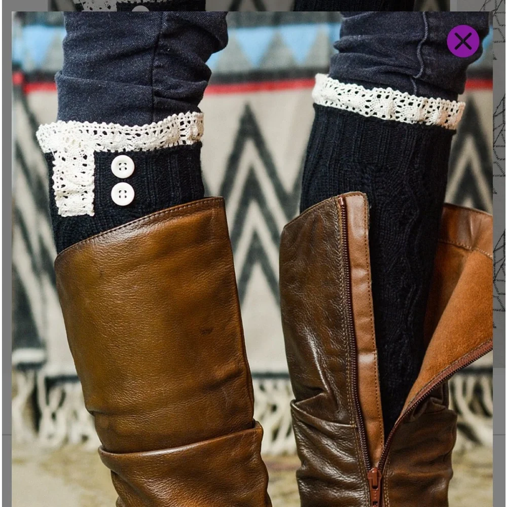 Black Lace-Trim Boot Tops